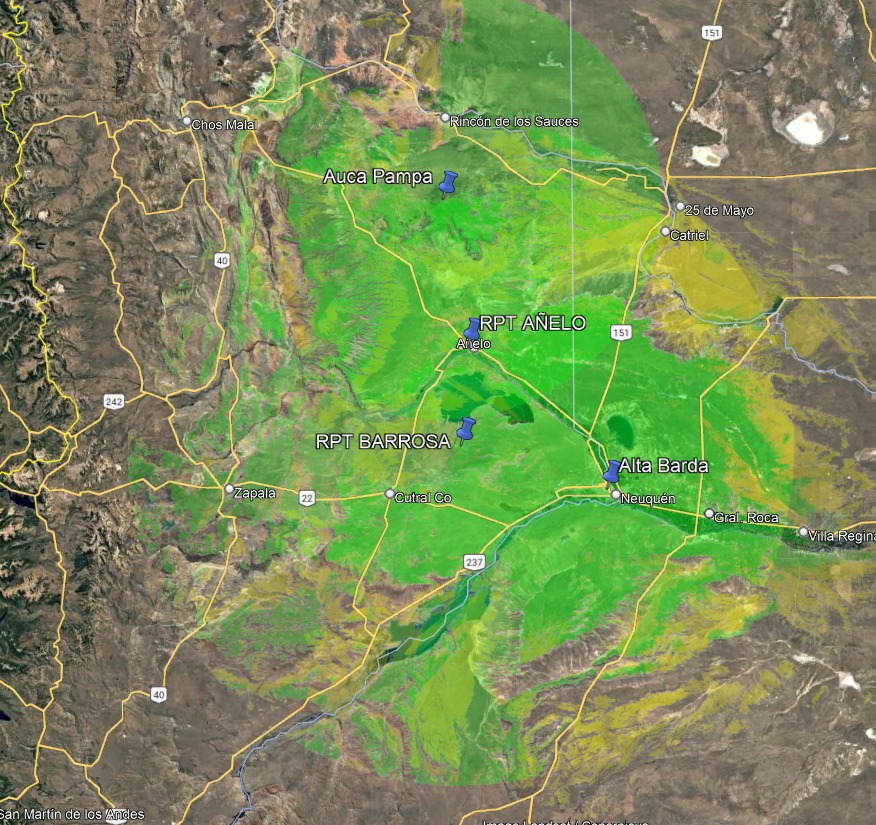 Mapa de cobertura de EYC SRL